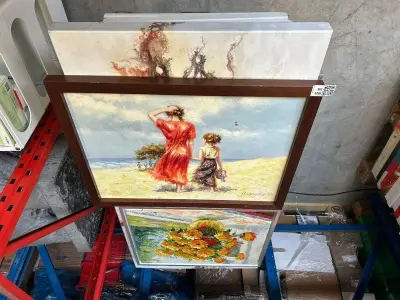 Ca. 14x Schilderij op doek / schilderij in lijst – kavel bij Onlineveilingmeester, Hoogeveen