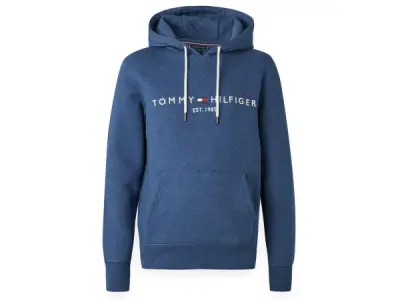 Tommy Hilfiger Logo Hoodie Aegean Sea Heather - XL – kavel bij XL Auctions