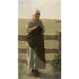 David Adolf Constant Artz – Staande jonge dame in de weide, gesigneerd rechtsonder, olieverf op doek, 88.5 x 50 cm – kavel bij Venduhuis De Eland
