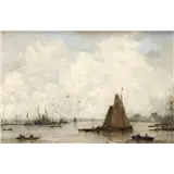 Johan Hendrik van Mastenbroek – Bedrijvigheid op de Maas, gesigneerd rechtsonder, olieverf op doek, 40 x 60 cm – kavel bij Venduhuis De Eland