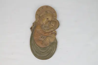 Religieus wandsculptuur van Maria met het kind Jezus – kavel bij De Kringwinkel, Brecht
