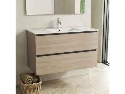 Badkamermeubel 100 cm + wastafel Karo, walnut – kavel bij Onlineveilingmeester, Zutphen