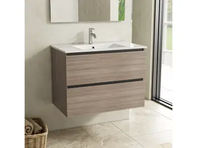 Badkamermeubel 80 cm + wastafel Karo, grey oak – kavel bij Onlineveilingmeester, Zutphen