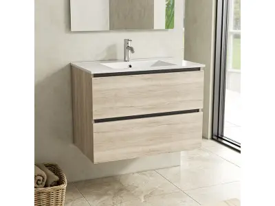 Badkamermeubel 80 cm + wastafel Karo, natural oak – kavel bij Onlineveilingmeester, Zutphen