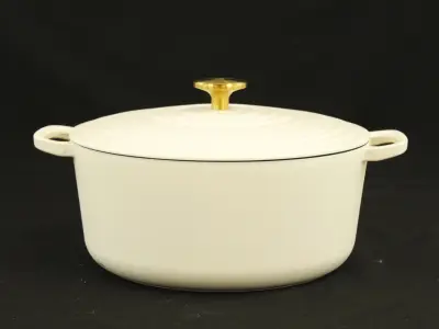 BK geëmailleerde gietijzeren braadpan in crème (29cm) – kavel bij De Kringwinkel, Antwerpen