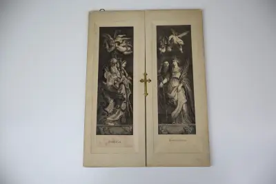 Religieus oratorium-drieluik met pauselijk portret – kavel bij De Kringwinkel, Izegem