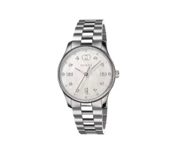 Gucci | G-Timeless Parelmoer Dameshorloge met Diamant – kavel bij XL Auctions