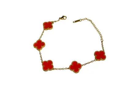Uniek 18k GP | Alhambra Style Bracelet | Carnelian Orange – kavel bij XL Auctions