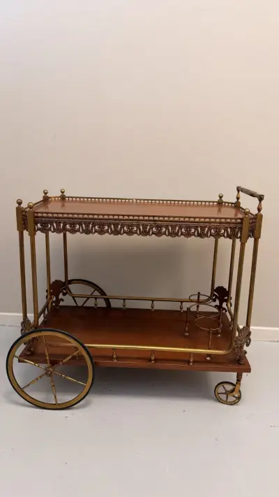 Serveerwagen/drankkar in Vintage Hollywood Regency stijl – kavel bij De Kringwinkel, Dendermonde