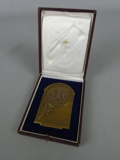 Bronzen plaquette in geschenkdoos – kavel bij De Kringwinkel, Diest