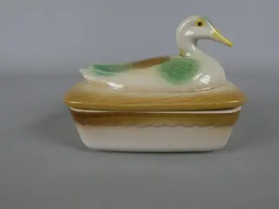 Vintage aardewerk botervloot met eendendeksel – kavel bij De Kringwinkel, Diest