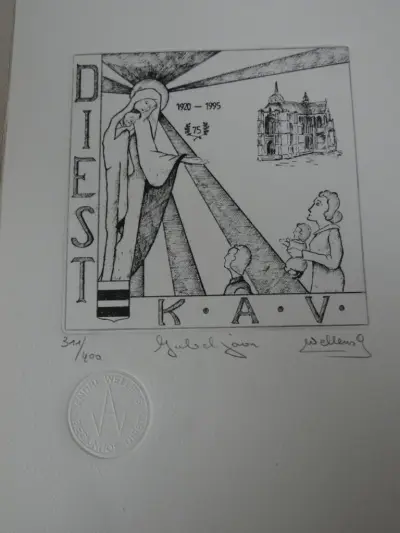Genummerde ets Jubileum K.A.V. Diest 75 jaar – kavel bij De Kringwinkel, Diest