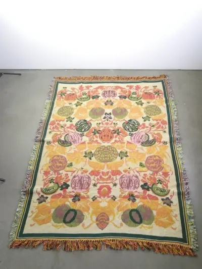 Vintage Indiase jacquarddeken met fruitmotief – kavel bij De Kringwinkel, Heverlee