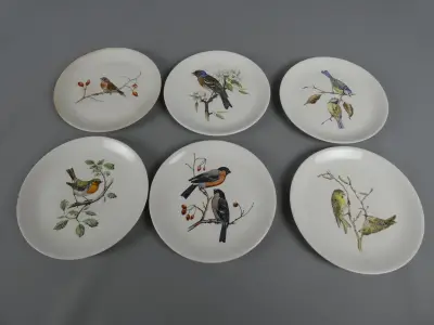 6 kleine Villeroy & Boch borden vogels – kavel bij De Kringwinkel, Diest