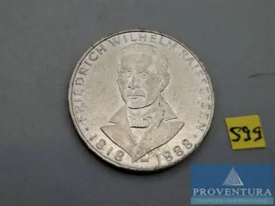 Silbermünze Bundesrepublik Deutschland 5 DM Friedrich Wilhelm Raiffeisen 1968 vz Silber .625 11.2 gr Rauhgewicht – kavel bij Proventura, Göttingen