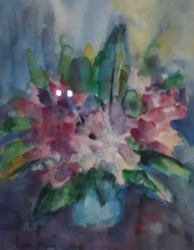 Aquarel, Maya Wildevuur, Rodondendrons, 1990 – kavel bij Onlineveilingmeester, Groningen
