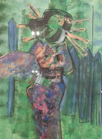 Kunstwerk in lijst, Maya Wildevuur, Geisha op de rug – kavel bij Onlineveilingmeester, Groningen