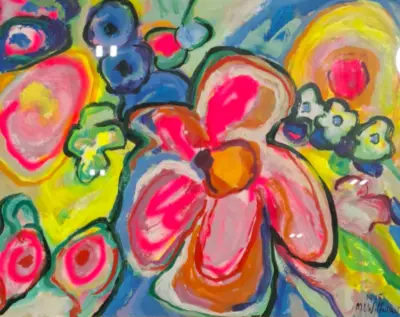 Acryl schilderij, Maya Wildevuur, Boeket, 1995 – kavel bij Onlineveilingmeester, Groningen