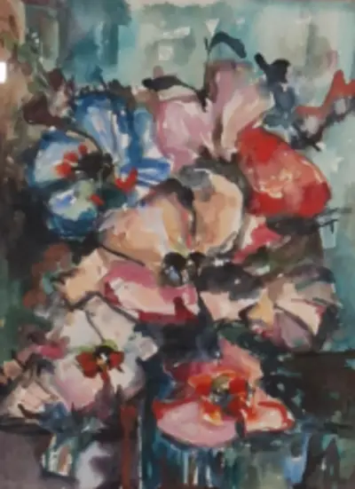 Aquarel, Maya Wildevuur, Pastelkleurig boeket, 1988 – kavel bij Onlineveilingmeester, Groningen