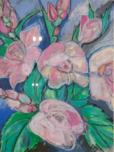 Aquarel, Maya Wildevuur, Bloementuin 5, 1987 – kavel bij Onlineveilingmeester, Groningen