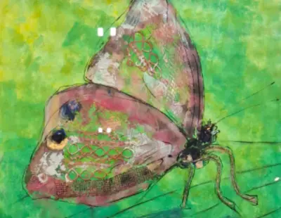 Kunstwerk in lijst, Maya Wildevuur, Vlinder, 1990 – kavel bij Onlineveilingmeester, Groningen