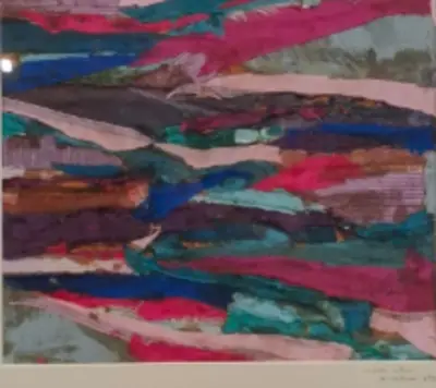 Zijde collage, Maya Wildevuur, Compositie in roze, 1983 – kavel bij Onlineveilingmeester, Groningen