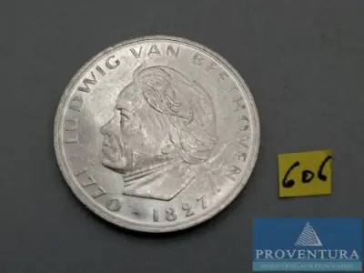 Silbermünze Bundesrepublik Deutschland 5 DM Ludwig van Beethoven 1970 vz Silber .625 11.2 gr Rauhgewicht – kavel bij Proventura, Göttingen