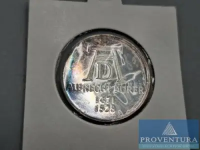 Silbermünze Bundesrepublik Deutschland 5 DM Albrecht Dürer 1971 pp Silber .625 11.2 gr Rauhgewicht – kavel bij Proventura, Göttingen