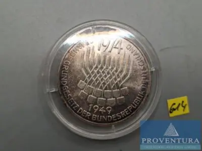 Silbermünze Bundesrepublik Deutschland 5 DM Grundgesetz 1974 pp Silber .625 11.2 gr Rauhgewicht – kavel bij Proventura, Göttingen