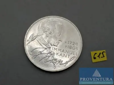 Silbermünze Bundesrepublik Deutschland 5 DM Immanuel Kant 1974 vz Silber .625 11.2 gr Rauhgewicht – kavel bij Proventura, Göttingen
