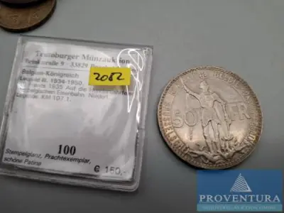 Silbermünze Belgien 50 Francs 1935 100 Jahre belgische Eisenbahn st Silber .680 Rauhgewicht 22 gr – kavel bij Proventura, Göttingen