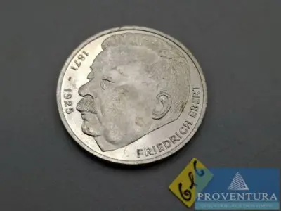 Silbermünze Bundesrepublik Deutschland 5 DM Friedrich Ebert 1975 vz Silber .625 11.2 gr Rauhgewicht – kavel bij Proventura, Göttingen