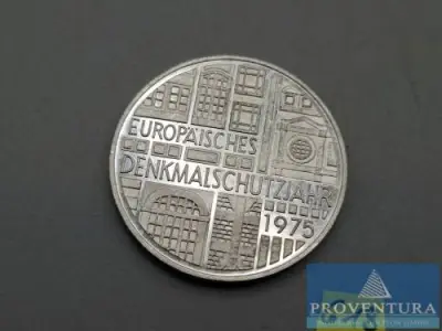 Silbermünze Bundesrepublik Deutschland 5 DM Europäisches Denkmalschutzjahr 1975 st Silber .625 11.2 gr Rauhgewicht – kavel bij Proventura, Göttingen