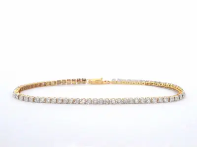 Gouden tennis armband met natuurlijke diamanten – kavel bij Onlineveilingmeester