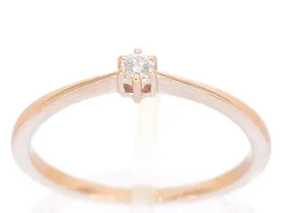 Rosegouden ring solitaire met een briljant geslepen diamant – kavel bij Onlineveilingmeester