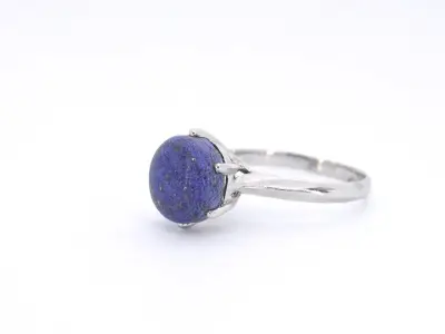 Zilveren sterling ring met natuurlijke lapis lazuli - juwelierskwaliteit – kavel bij Onlineveilingmeester