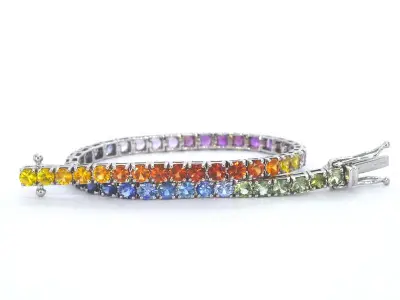 Gouden tennisarmband met 8.50 carat saffieren – kavel bij Onlineveilingmeester