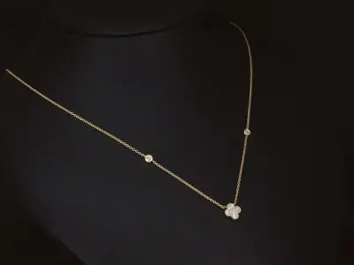 Gouden collier met diamanten hanger klaver vier – kavel bij Onlineveilingmeester