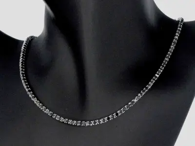 Tenniscollier met natuurlijke zwarte diamanten – kavel bij Onlineveilingmeester