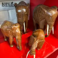 Vintage houten olifantenbeeldjes - 4 stuks – kavel bij BOPA Auctions, Oekene