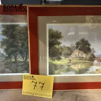 Ingelijste landschapsschilderijen - 2 stuks – kavel bij BOPA Auctions, Oekene