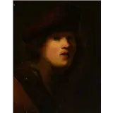 Circle of Rembrandt(17th century)Self portrait with a gorget and a beretOil on panel, 26.9 x 20.8 cmProvenance:- Constantine Family, Yorkshire – Auc… – kavel bij AAG Arts & Antique