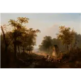 Josephus Gerardus Hans(The Hague 1826 - Rijswijk (NH) 1891)A forest view with figures by a streamSigned and indistinctly dated lower leftOil on can… – kavel bij AAG Arts & Antiques