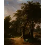 Pierre Jean Hellemans(Brussels 1787 - 1845)Figures resting in a wooded landscapeSigned lower rightOil on panel, 57.9 x 47.6 cm – kavel bij AAG Arts & Antiques Group