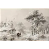 Andreas Schelfhout(The Hague 1787 - 1870)Wooded winter landscape with figures by a cottage (c – kavel bij AAG Arts & Antiques Group