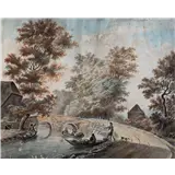 Circle of Pieter Barbiers IV(18th/19th century)Landscape (4x)Mixed media on paper, all approx – kavel bij AAG Arts & Antiques Group