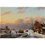 Anton Nicolaas Maria 'Ton' Karssen(The Hague 1945)A winter landscape with skaters and Koek-and-ZopieSigned lower rightOil on panel, 35.3 x 50.6 cm – kavel bij AAG Arts & Antiques G