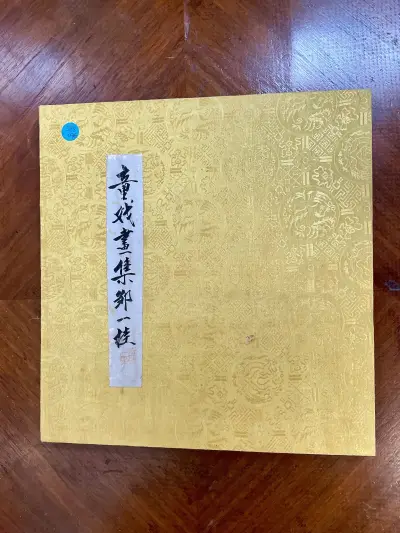 Antiek Chinees leporello-album met schilderingen en kalligrafie, in goudkleurige brokaatomslag – kavel bij Het Harener Veilinghuys, Tynaarlo