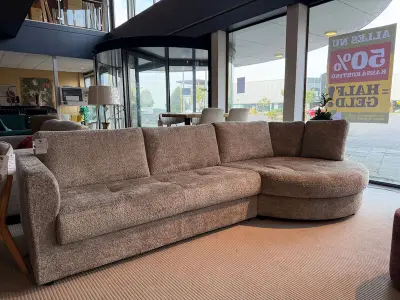 Hoekbank met ronde lounge grijs – kavel bij Onlineveilingmeester, Joure