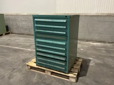 Lista Industriële metalen ladekast – kavel bij Dome Auctions, Depot Deinze